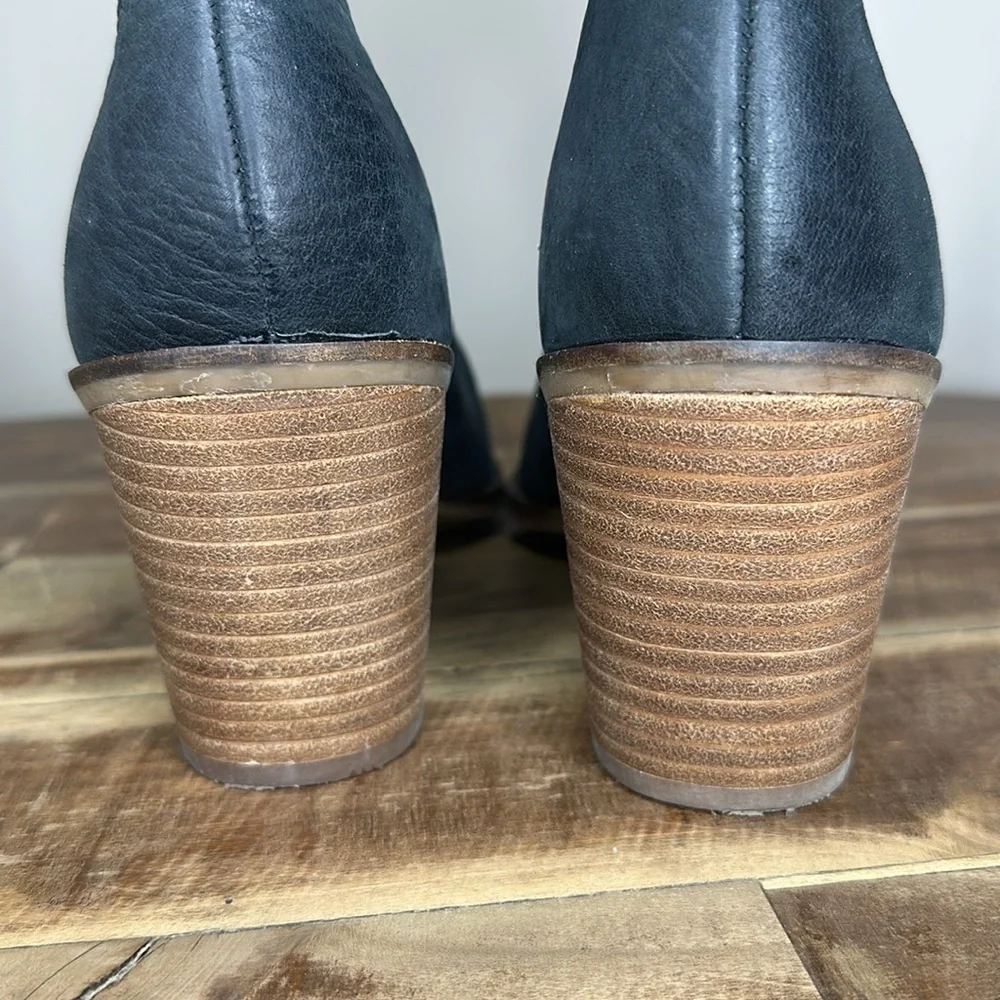 Lucky Brand Black Leather Sarey Mid-Height Bootie Womens Size 8